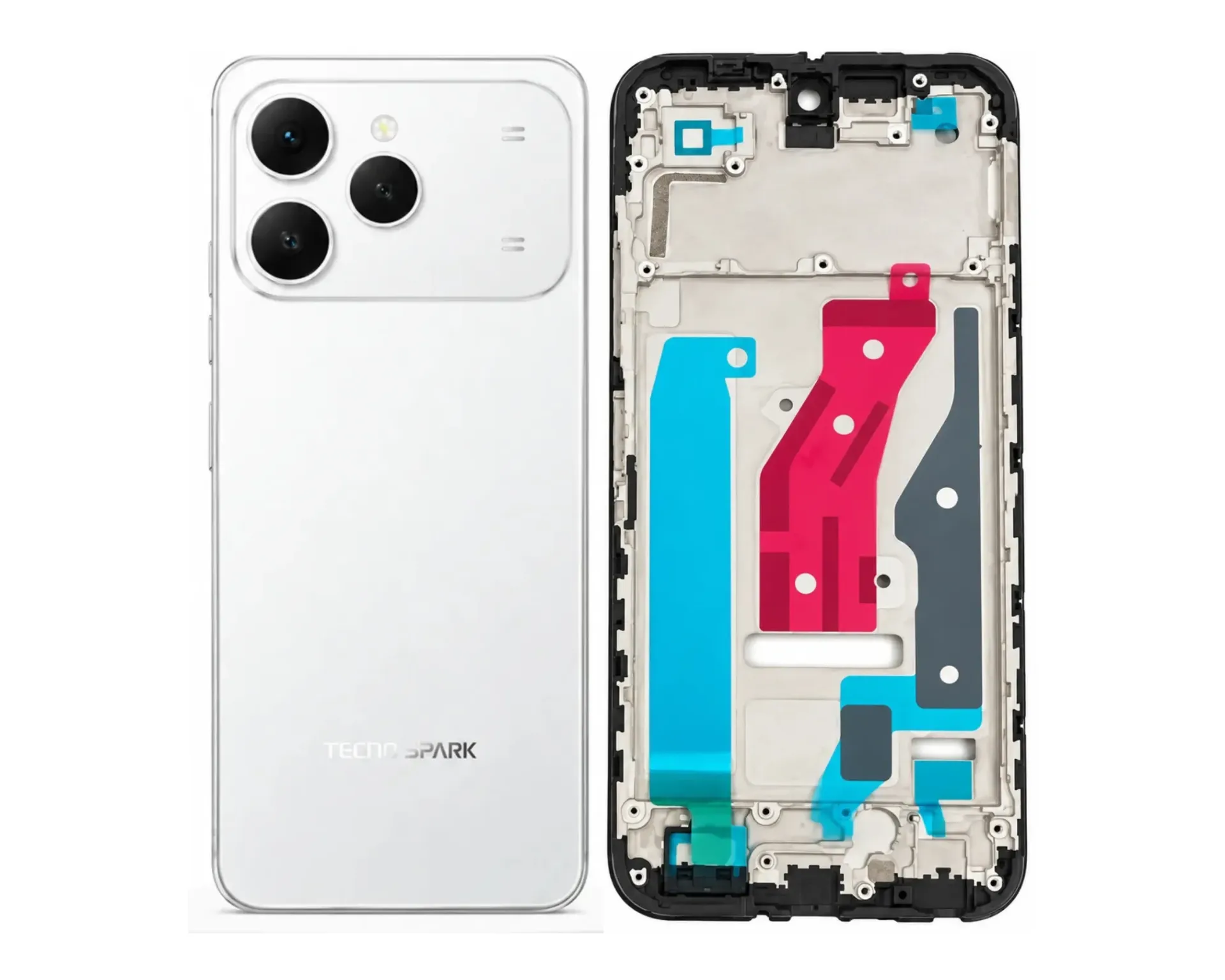 [HS6TESPR40-3-1] Tecno Spark (40) Complete Housing (3 in 1) (WHITE)